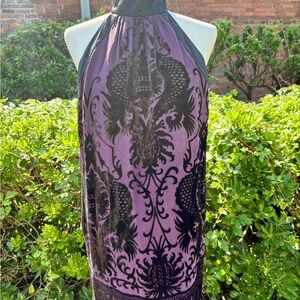 VTG Elegant Purple and Black Max Studio Halter Dress